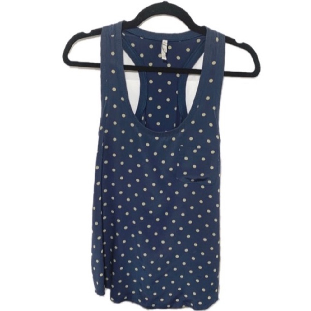 Joie 100% Silk Shell Polka Dot XS Navy Tank